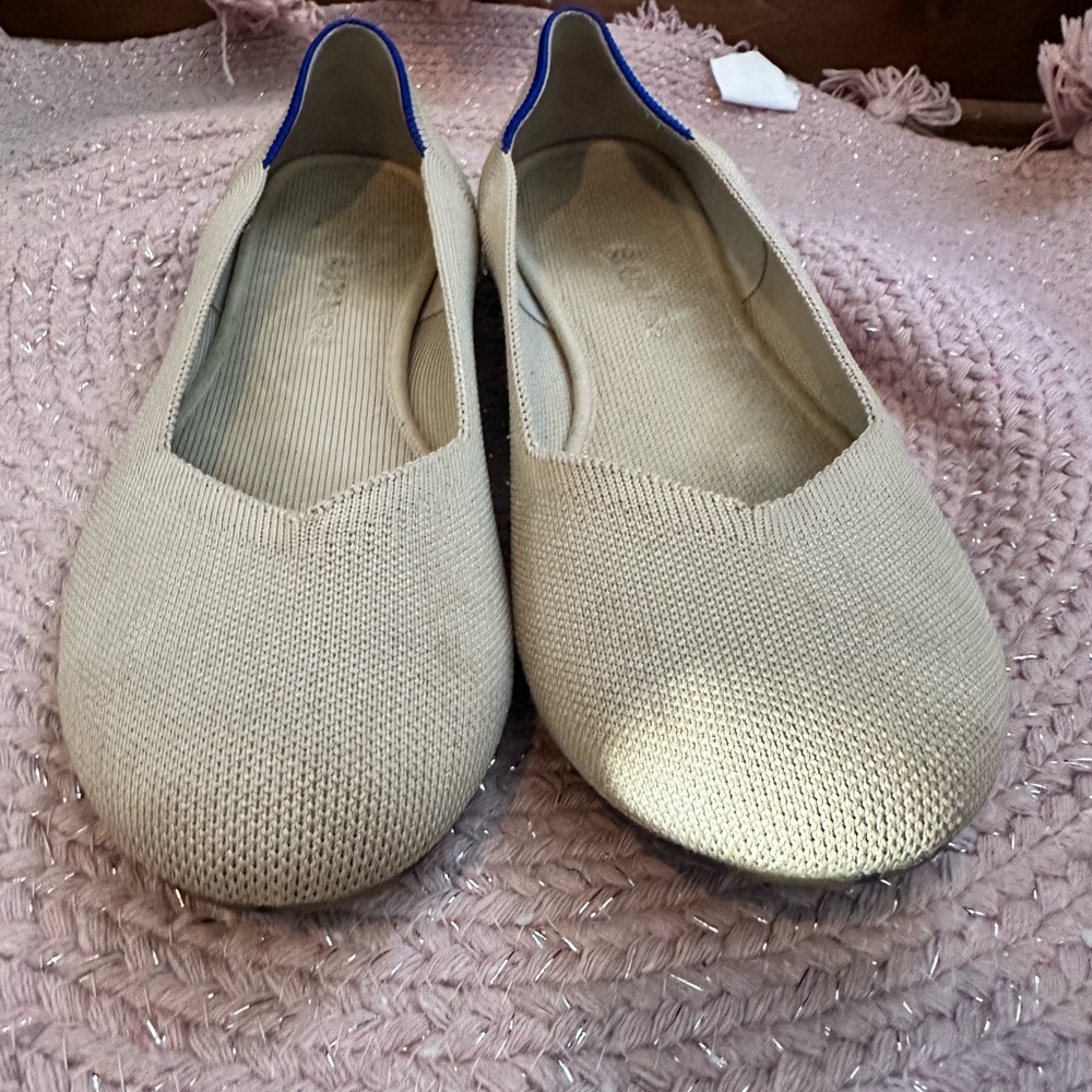 Rothy's Cream and Blue Knit Flats